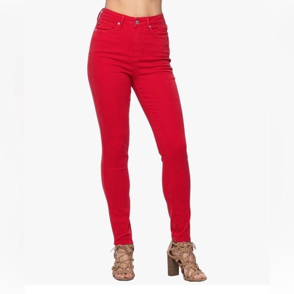 Judy Blue True Red High Waist Control Top Garment Dyed Skinny Jean, 88790 13/31